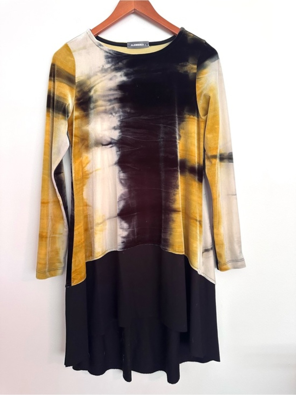Alembika Velvet Tie Dye Dress with High Low Hem Size 2 or 8-10